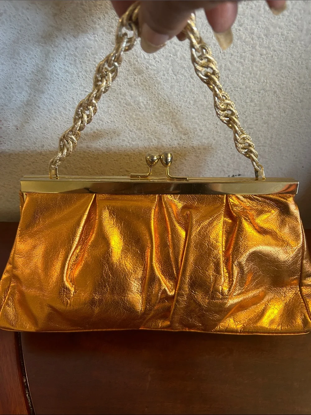 Metallic Orange Gold Evening Clutch Handbag